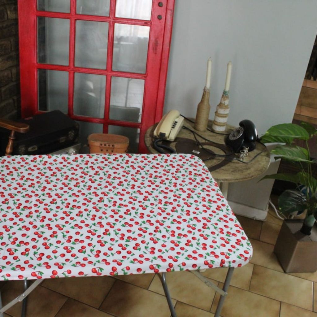 Tablecloth- cherry- red mock